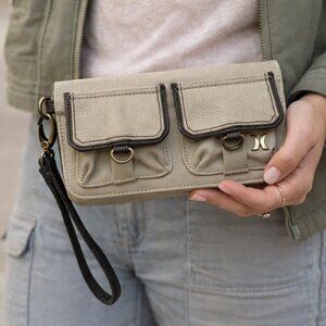 Hurley Beige Wristlet Wallet with Dual Front Pockets